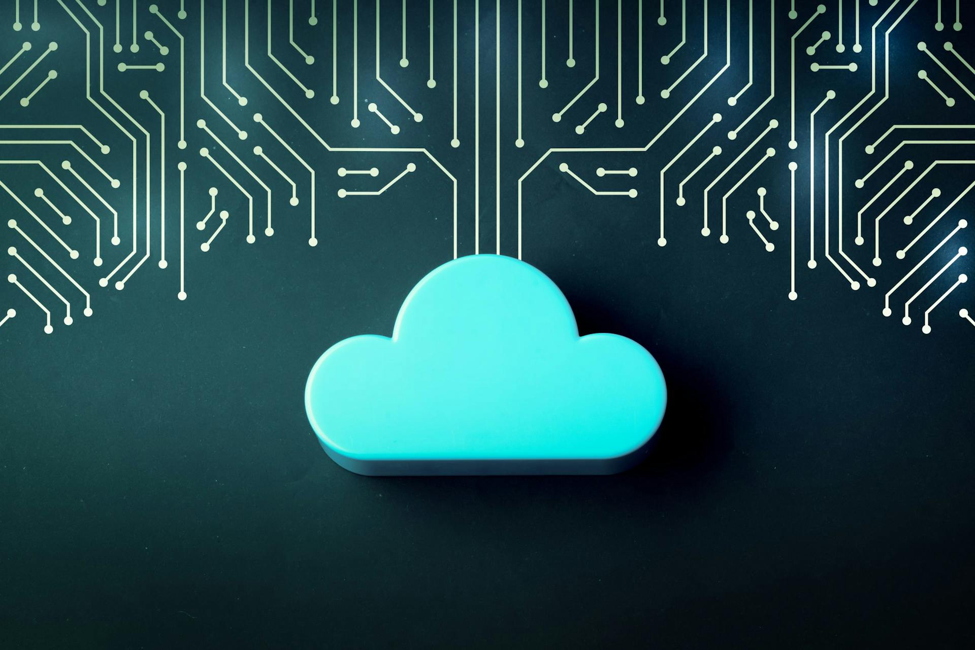Cloud icon on abstract background mainboard illustration